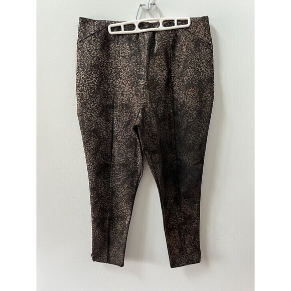 Slimming Options Gold Black Glitter Skinny Stretchy Pants Womens Plus 1X Trouser - Picture 6 of 10